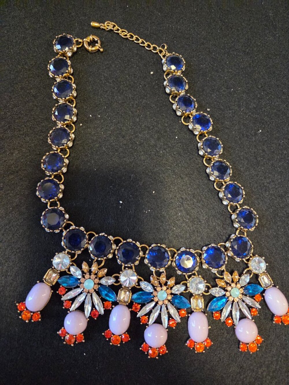 J.Crew Beautiful 1980s Cobalt blue floral ornate necklace